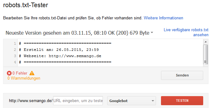 Search Console robots.txt Tester