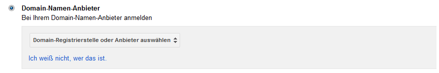 Bestaetigung durch einen Domain Namen Anbieter
